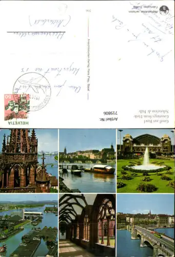 719806 Mehrbild AK Basel Bale Münster Rheinhafen Bahnhof Springbrunnen Brücke Kreuzgang