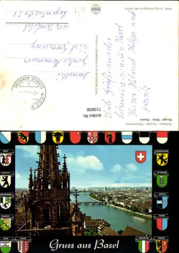 719808 Basel Bale Münster mit Rhein Wappen Kantone Switzerland