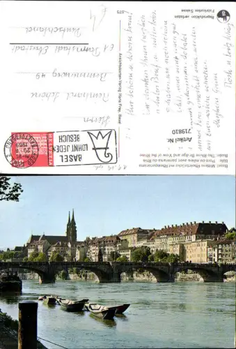 719810 Basel Bale Mittlere Rheinbrücke m. Rheinpanorama Pont du milieu avec panorama du Rhin