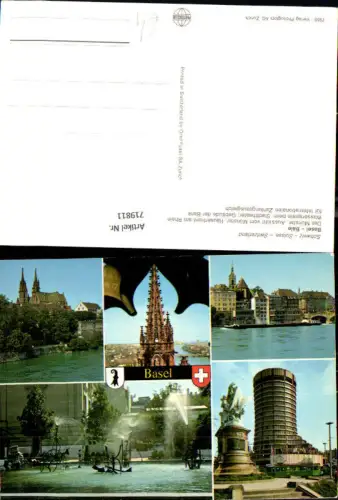 719811 Mehrbild AK Basel Bale Münster Häuserfront a. Rhein Stadttheater Wasserspiel