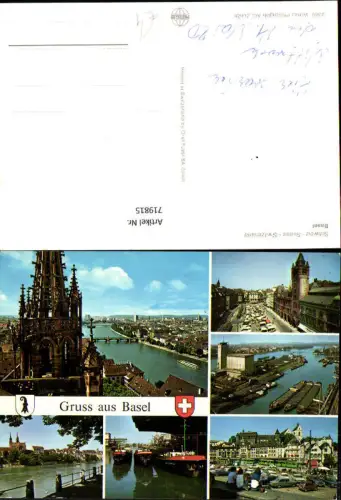 719815 Mehrbild AK Basel Bale Münster Rathaus Rheinhafen Schiffe