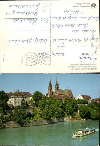 719816 Basel Bale Rheinpartie mit Münster Vue sur le Rhin et la Cathedrale