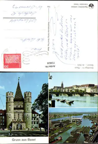 719828 Mehrbild AK Basel Bale Spalentor Rheinbrücke Rheinhafen