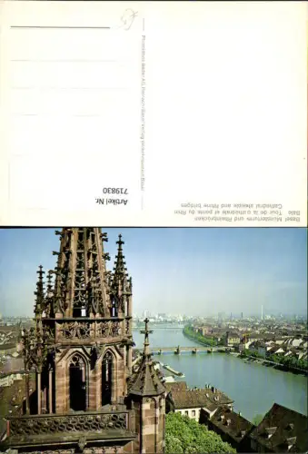 719830 Basel Bale Münsterturm u. Rheinbrücken Tour de la cathedrale et ponts du Rhin