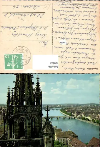 719832 Basel Bale Münster Turm Blick auf Rhein