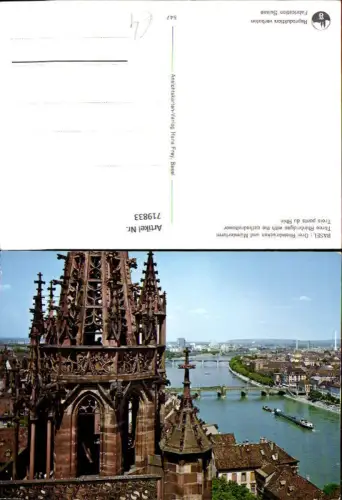 719833 Basel Bale Drei Rheinbrücken u. Münsterturm Trois ponts du Rhin