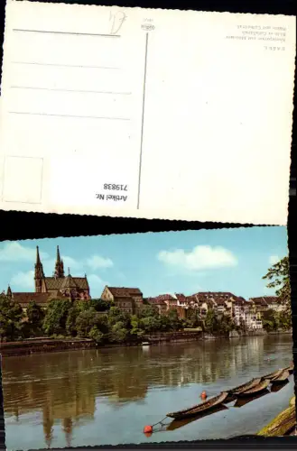719838 Basel Bale Rheinpartie mit Münster Rhin et Cathedrale