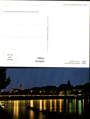 719840 Basel Bale Mittlere Rheinbrücke Pont du Milieu b. Nacht