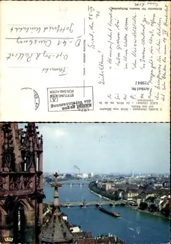 719842 Basel Blick vom Münster auf d. Rhein Bale Le Rhin vu de la Cathedrale
