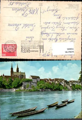 719845 Basel Bale Rheinpartie mit Münster Rhin et Cathedrale