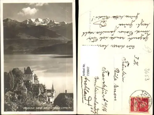 719847 Oberhofen a. Thunersee Schloss mit Blüemlisalp