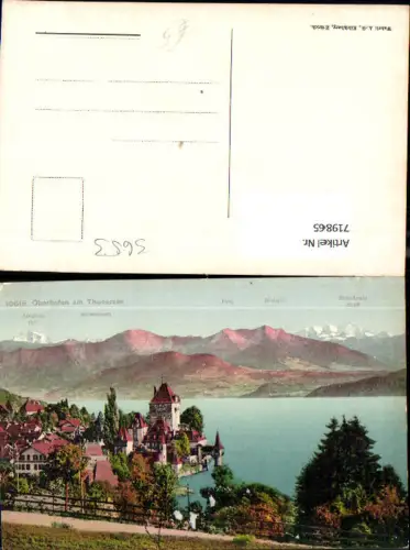719865 Oberhofen a. Thunersee mit Schloss Jungfrau First Dreispitz u. Blümlisalp