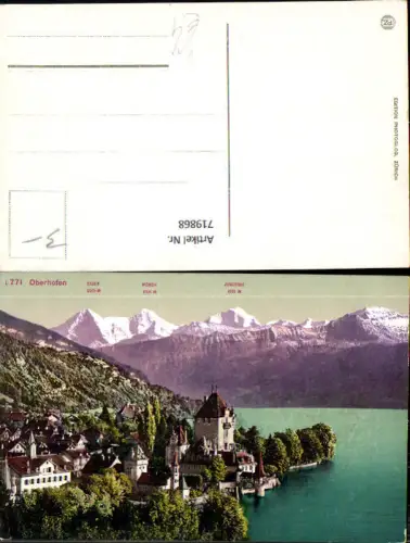 719868 Oberhofen a. Thunersee Schloss mit Eiger Mönch u. Jungfrau pub Photoglob
