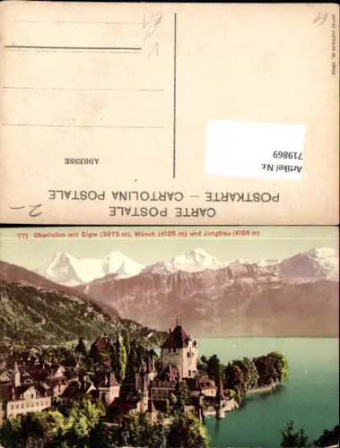 719869 Oberhofen a. Thunersee Schloss mit Eiger Mönch u. Jungfrau pub Photoglob
