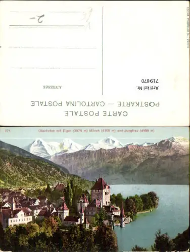 719870 Oberhofen a. Thunersee Schloss mit Eiger Mönch u. Jungfrau pub Photoglob