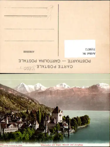719871 Oberhofen a. Thunersee Schloss mit Eiger Mönch u. Jungfrau pub Photoglob 771