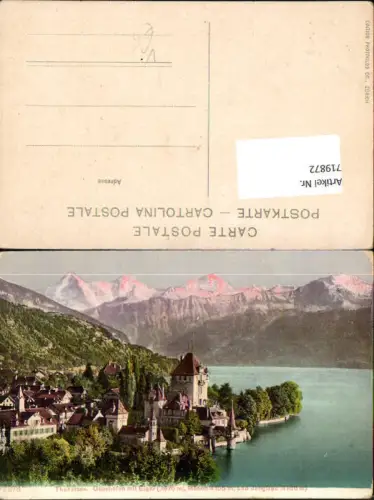 719872 Oberhofen a. Thunersee Schloss mit Eiger Mönch u. Jungfrau pub Photoglob 3878