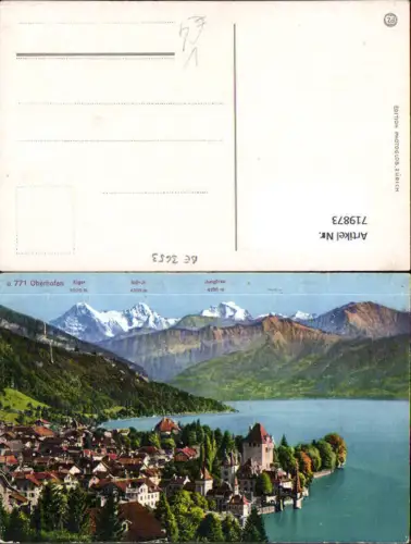 719873 Oberhofen a. Thunersee Schloss mit Eiger Mönch u. Jungfrau pub Photoglob