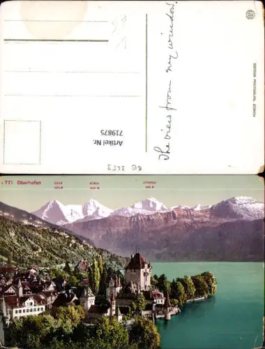 719875 Oberhofen a. Thunersee Schloss mit Eiger Mönch u. Jungfrau pub Photoglob 771