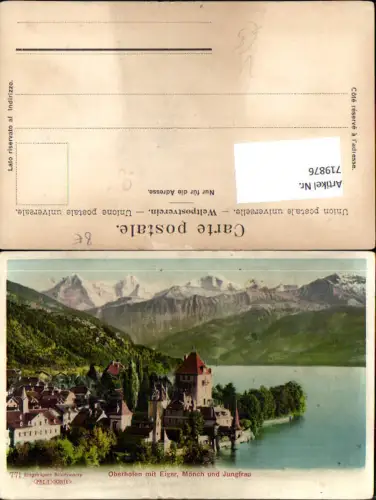 719876 Oberhofen a. Thunersee Schloss mit Eiger Mönch u. Jungfrau pub Preis Karte 771