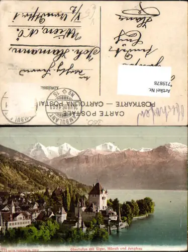 719878 Oberhofen a. Thunersee Schloss mit Eiger Mönch u. Jungfrau pub Photoglob 771