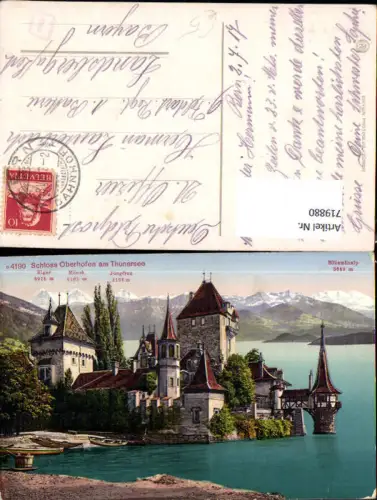 719880 Oberhofen a. Thunersee Schloss mit Eiger Mönch u. Jungfrau Blüemlisalp