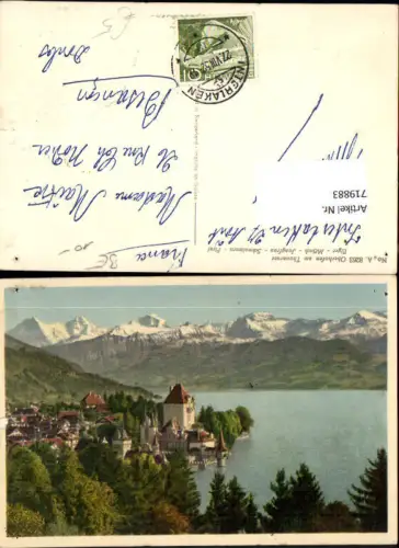 719883 Oberhofen a. Thunersee Schloss mit Eiger Mönch u. Jungfrau Schwalmern First