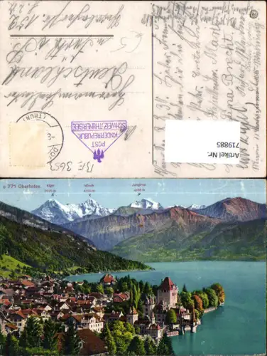 719885 Oberhofen a. Thunersee Schloss mit Eiger Mönch u. Jungfrau pub Photoglob
