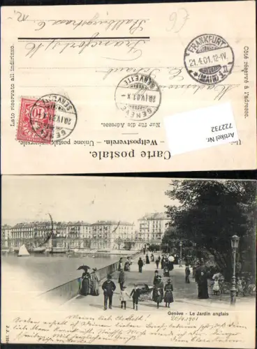 722732 Geneve Genf Le Jardin anglais Partie Leute Detailansicht 1900 Laterne