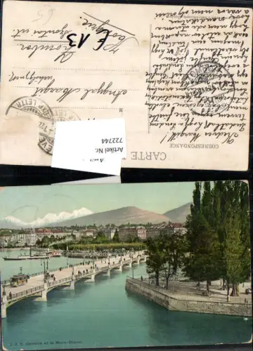 722744 Geneve Genf Mont Blanc Pont Brücke Stp. gel. Zombor Ungarn