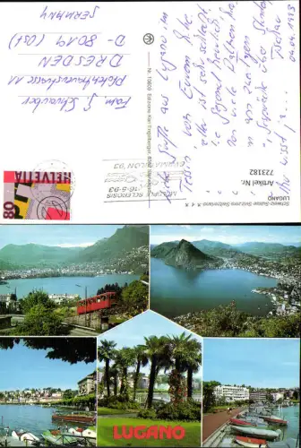 723182 Mehrbild AK Lugano Bergbahn Hafen Boote