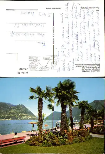 723240 Lugano Paradiso Lungolago e Monte Bre Seepromenade mit Berg Monte Bre