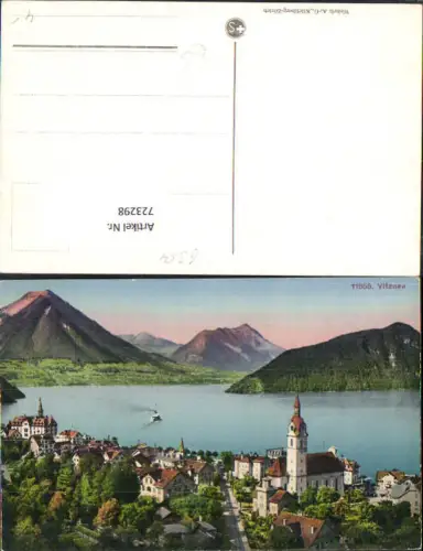 723298 Vitznau Ansicht mit Schiff Dampfer