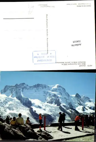 724519 Zermatt Blick von Gornergrat Breithorn u. Kl. Matterhorn Aussichtsterrasse Fernrohr