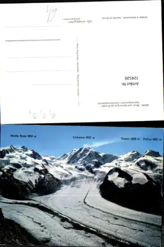 724520 Blick v. Gornergrat ob Zermatt Gornergratgletscher u. Grenzgletscher