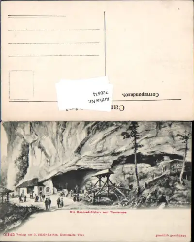 726674 tolle Künstler AK G. Stähly-Rychen Beatushöhlen bei Interlaken