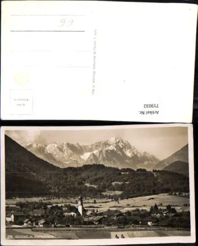 719032 Foto AK Ohlstadt m. Wetterstein Ansicht m. Kirche