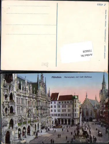 726628 München Marienplatz Cafe Rathaus pub Zieher Künstlerfotochrom Z 4069