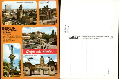 717918 Mehrbild AK Berlin Brandenburger Tor Kurfürstendamm Funkturm