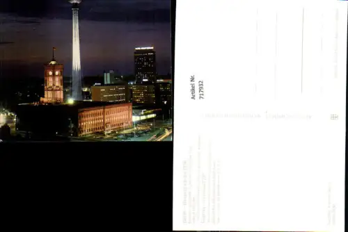 717932 Berlin Fernsehturm d. Deutschen Post b. Nacht