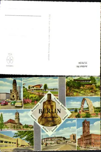 717934 Mehrbild AK Berlin Dedächtniskirche Ostberliner Rathaus Freie Universität