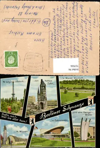 717936 Mehrbild AK Berlin Funkturm Trümmerberg Insulaner Kongreßhalle Spruch Berliner Schnauze