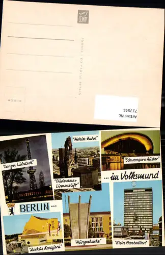 717944 Mehrbild AK Berlin Zirkus Karajani Klein Manhattan Schwangere Auster Berliner Humor