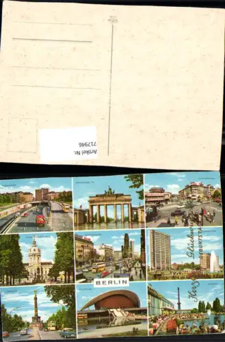 717946 Mehrbild AK Berlin Brandenburger Tor Ernst-Reuter-Platz Funkturm Siegessäule