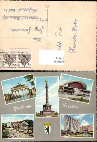 717971 Mehrbild AK Berlin Zoo Palast Siegessäule Brandenburger Tor