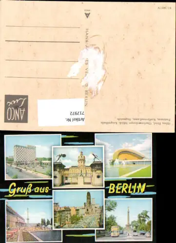 717972 Mehrbild AK Berlin Hilton Hotel Charlottenburger Schloß Kongreßhalle Funkturm Siegessäule