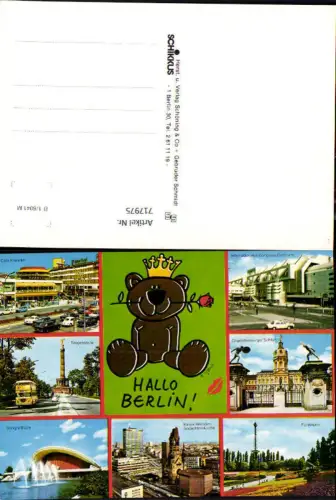 717975 Mehrbild AK Berlin Cafe Kranzler Siegessäule Funkturm Kongreßhalle Berliner Bär