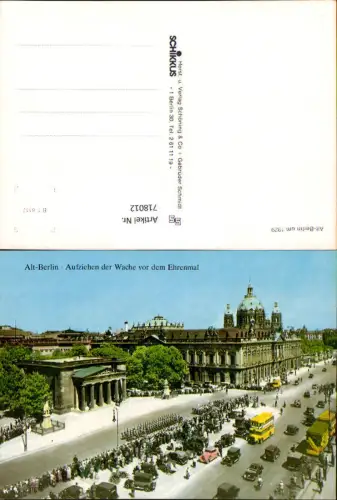 718012 Berlin Alt-Berlin um 1929 Aufziehen der Wache vor dem Ehrenmal Doppeldeckerbus Bus