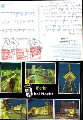 718034 Material AK Alu Glänzend Berlin b. Nacht Kurfürstendamm Funkturm DOB-Haus mit Zoo-Palast