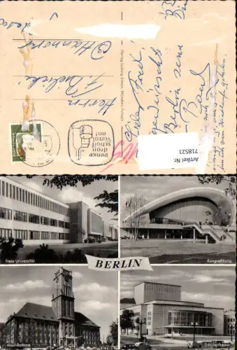 718521 Mehrbild AK Berlin Freie Universität Kongreßhalle West Rathaus